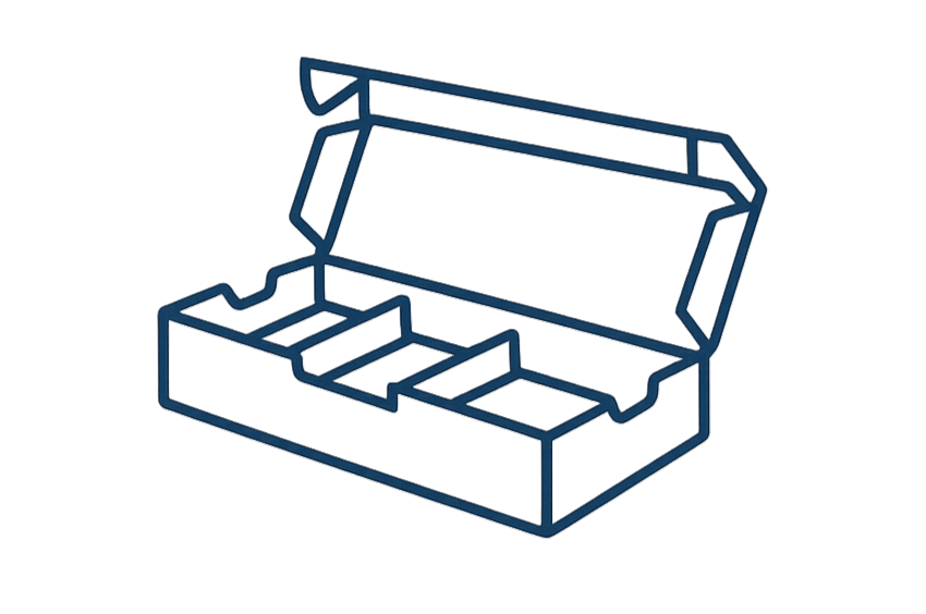 Open corrugated cardboard box illustration.